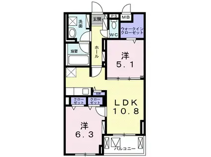 コンフォール山内 FK(2LDK/3階)の間取り写真