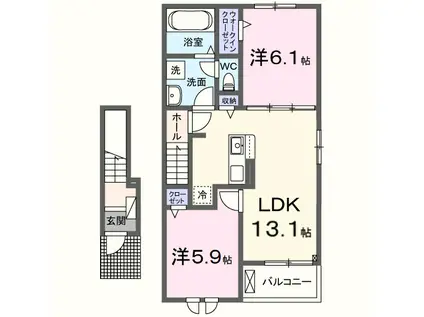 シェルトⅧ(2LDK/2階)の間取り写真