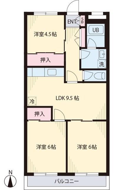 ピースファルハイツⅠ(3LDK/2階)の間取り写真