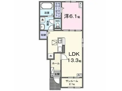 SAKURAⅡ(1LDK/1階)の間取り写真