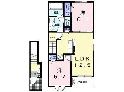 シェノンⅤ(2LDK/2階)の間取り写真