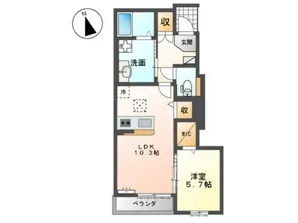 コンフォート6(1LDK/1階)の間取り写真