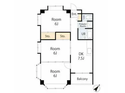 ニューブライトマンション(3DK/3階)の間取り写真