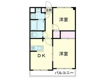 ワコーレエレガンスくぬぎ山(2DK/2階)の間取り写真