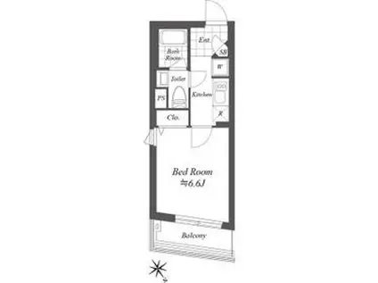 グランデュオ若林Ⅴ(1K/2階)の間取り写真