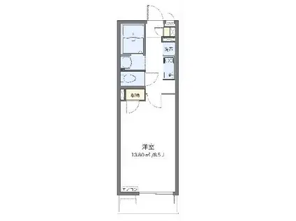 クレイノ寅新田(1K/1階)の間取り写真