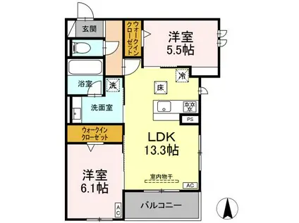 カサ クアルト(2LDK/1階)の間取り写真