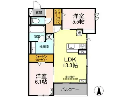 カサ クアルト(2LDK/2階)の間取り写真