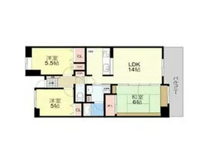 シティコート曽根東五番館(3LDK/1階)の間取り写真