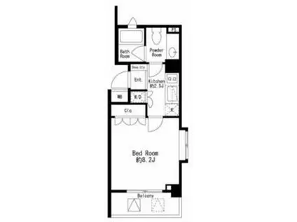 プライムアーバン用賀Ⅱ(1K/2階)の間取り写真