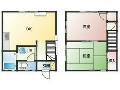 山谷テラスハウス(2DK)の間取り写真