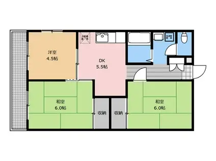 プラムガーデン(3DK/1階)の間取り写真