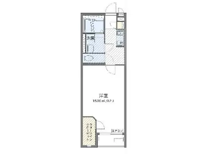 ミランダ三本木(1K/1階)の間取り写真