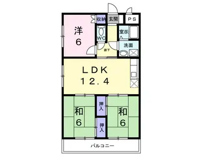 LANDHOUSENAKANE(3LDK/1階)の間取り写真