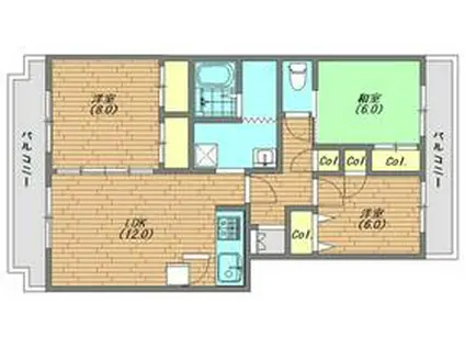 KEレジデンス(3LDK/4階)の間取り写真