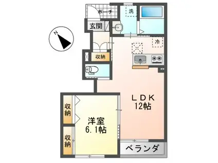 元吉田町アパート(1LDK/1階)の間取り写真
