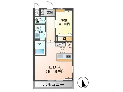 アリエッタ しもつけ(1LDK/1階)の間取り写真