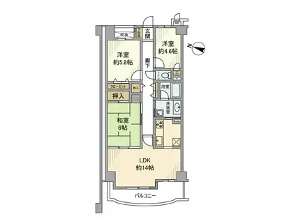 エクレール草加(3LDK/4階)の間取り写真
