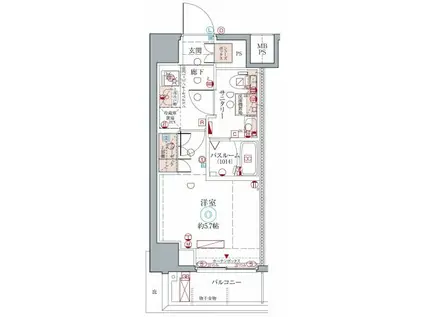 クレヴィスタ横浜(1K/9階)の間取り写真