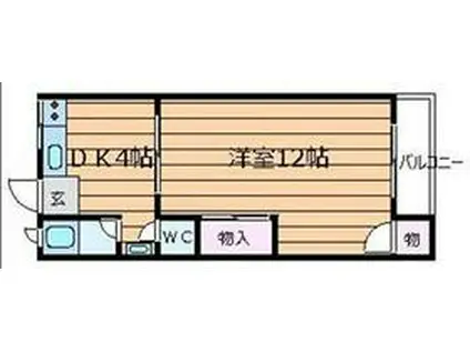 円山台ロイヤル(1K/3階)の間取り写真