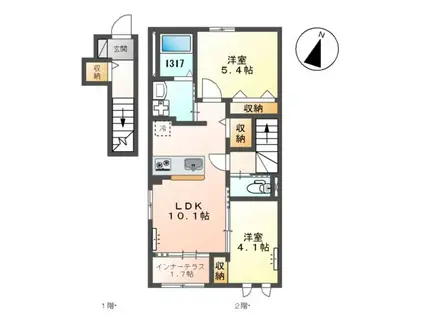 アドニス(2LDK/2階)の間取り写真