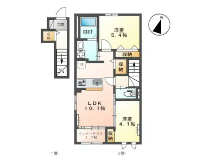 アドニス(2LDK/2階)の間取り写真
