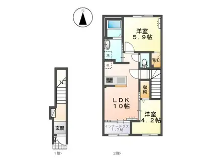 PATRIA(2LDK/2階)の間取り写真