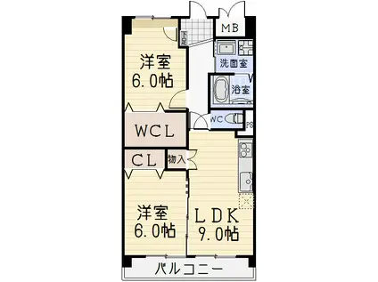 ルーチェ(2LDK/2階)の間取り写真
