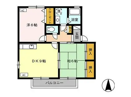 デルニエ B(2DK/2階)の間取り写真