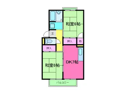 プレジールK(2DK/2階)の間取り写真