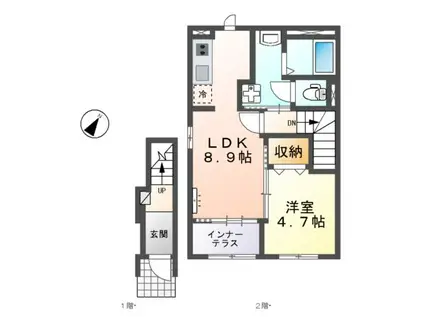 ラビーウT.K(1LDK/2階)の間取り写真