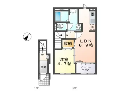 ラビーウT.K(1LDK/2階)の間取り写真