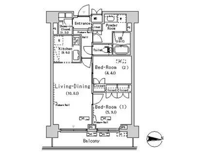 パークアクシス辰巳ステージ(2LDK/12階)の間取り写真