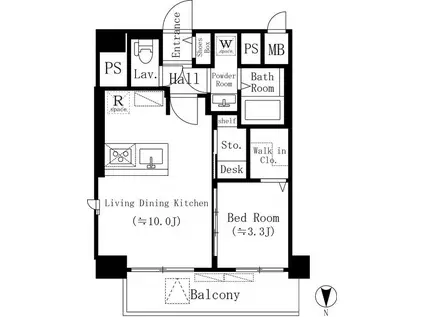 メゾンドリーヴ両国(1SLDK/5階)の間取り写真