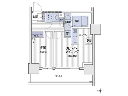 エスティメゾン大島(1LDK/2階)の間取り写真