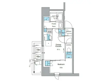 ルフォンプログレ上野御徒町(1DK/8階)の間取り写真