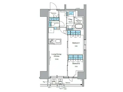 ルフォンプログレ上野御徒町(2LDK/15階)の間取り写真