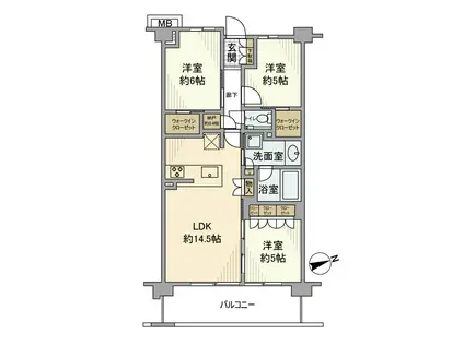 グランスイート世田谷仙川(3LDK/3階)の間取り写真