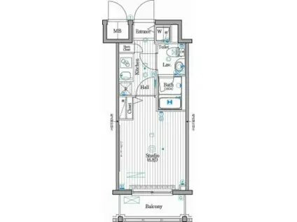 ガーラ・グランディ川崎(1K/9階)の間取り写真