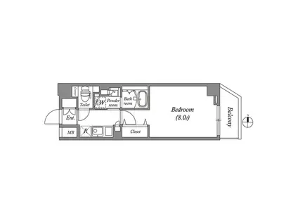 ルネサンスコート押上(1K/2階)の間取り写真