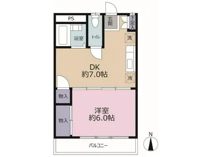 ぷれじーるイソガイ2(1DK/3階)の間取り写真