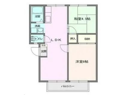 クレアンヌーヴ平岡B棟(2LDK/2階)の間取り写真