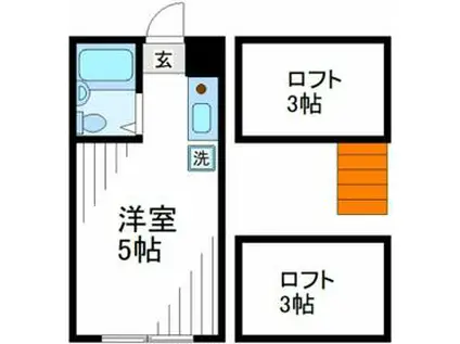 南阿佐ヶ谷ハイム(ワンルーム/2階)の間取り写真