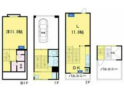 GARAGE HOUSE 10.9KTOKYO(1LDK/1階)の間取り写真