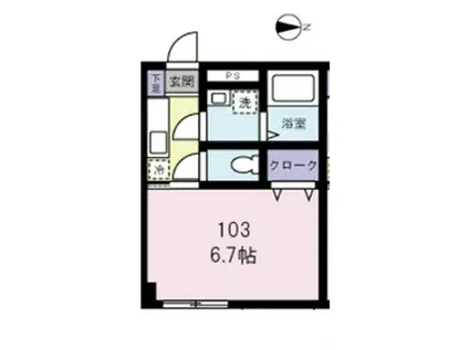 グランバリエ・II(1K/1階)の間取り写真