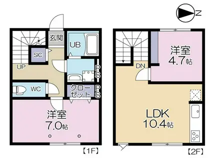 GRAND REVE D棟(2LDK/1階)の間取り写真