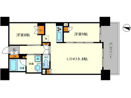ローレルアイ梅田(2LDK/2階)の間取り写真
