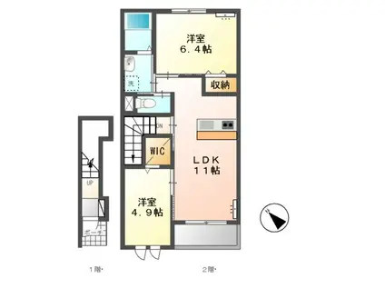 エスペランサU(2LDK/2階)の間取り写真