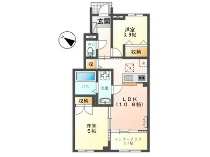 南風台8丁目アパート(2LDK/1階)の間取り写真