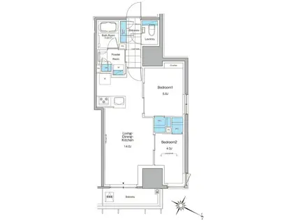 ルフォンプログレ北新宿(2LDK/6階)の間取り写真